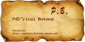 Páricsi Botond névjegykártya